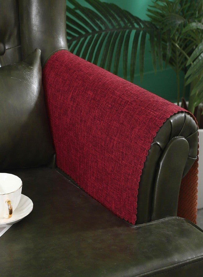 Hittun Sofa Arm Cover,Non Slip Couch Arm Cover Washable Recliner Chair Armrest Covers Protectors Set of 2 Wavy Border Armrest Covers for Sofa (18" x24", Red) - Image 1